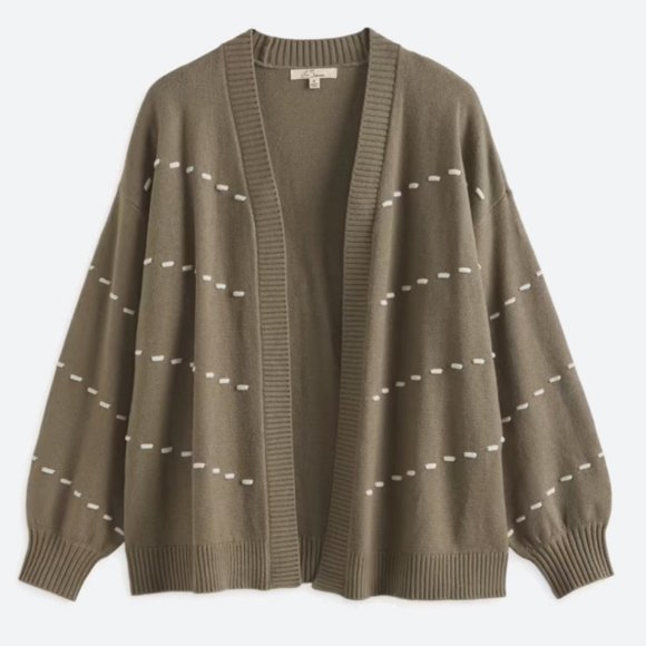 Les Serein Petunia Open Cardigan Sweater Olive Green Large NWT - Picture 1 of 9